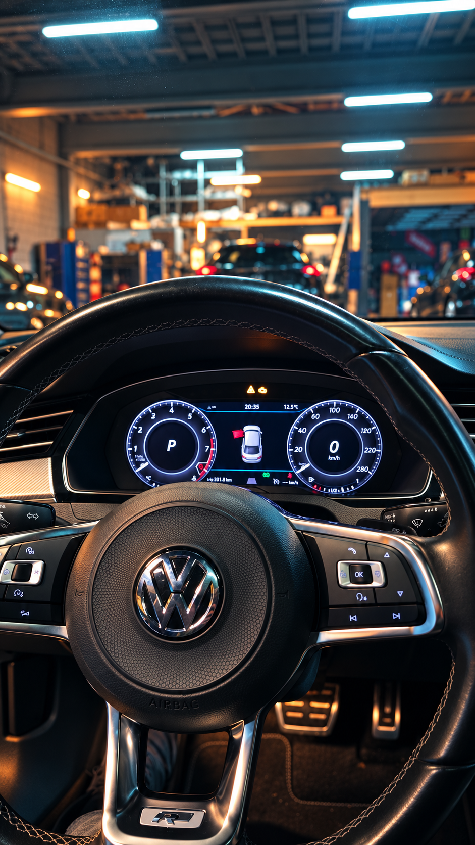 Volkswagen-interieur met digitaal instrumentenpaneel